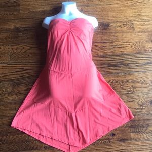 Guess Strapless Coral Asymmetrical Dress